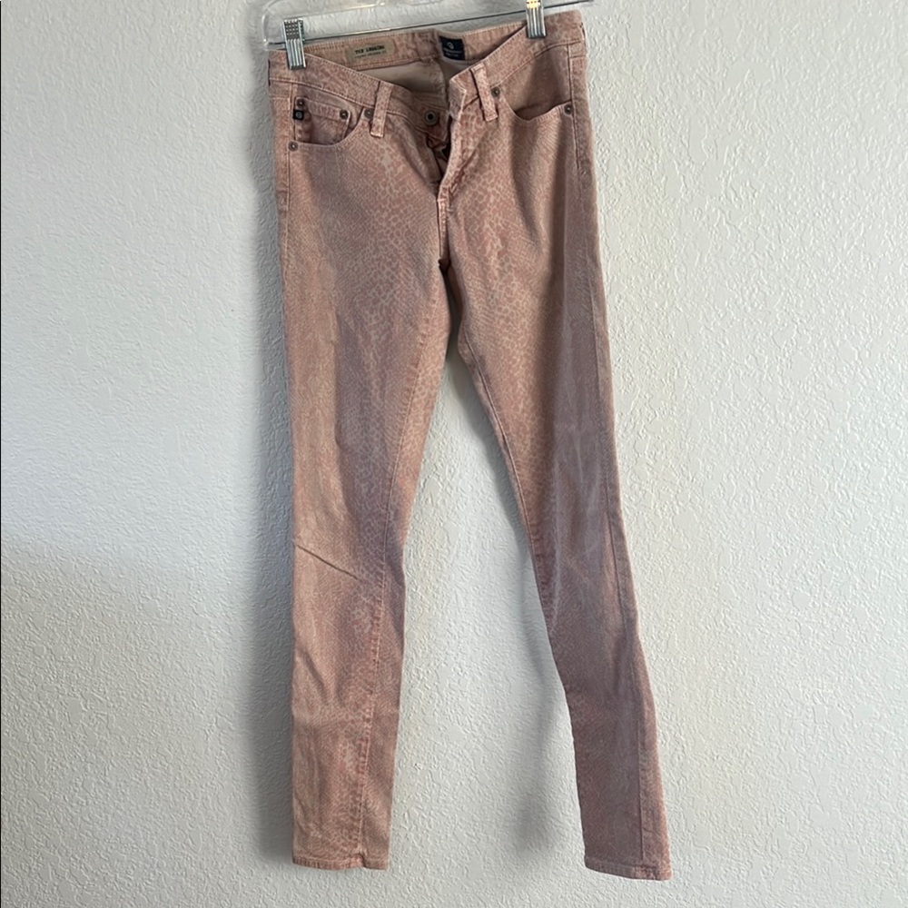 AG Adriano Goldschmied Pink Snakeprint Skinny Jeans